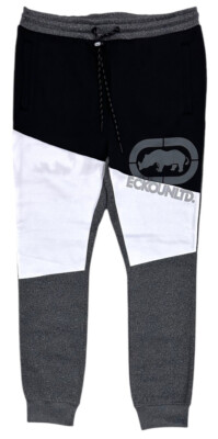 Ecko Unltd Men's Sweatpants Colorblock Fleece Jogger in Black/White/Heather Grey