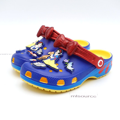 Size 2 Little Kid's Crocs Disney Snow White Classic Clogs 209495-769 Blue/Red