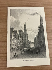 alte antike Postkarte Stahlstich Augsburg um 1840