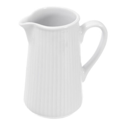 PILLIVUYT, PLISSE FRENCH WHITE PORCELAIN LARGE CREAMER / MILK PITCHER, 12 OZ