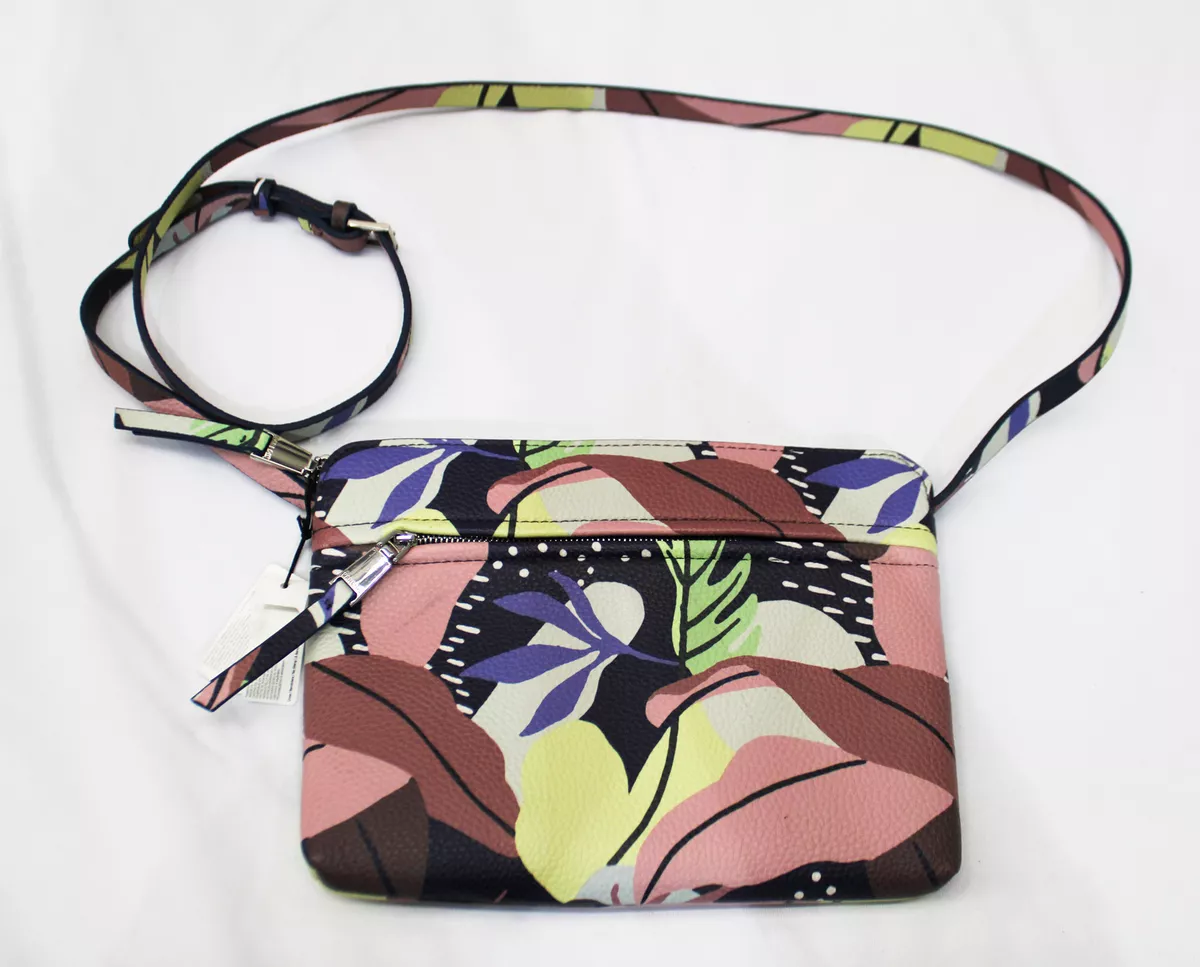 Parfois Women s Floral Print Zip Crossbody Bag EJ2 Purple