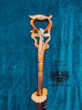 Christian Cross Sacred Craftsmanship Handcrafted Wooden Carved Cane featuring