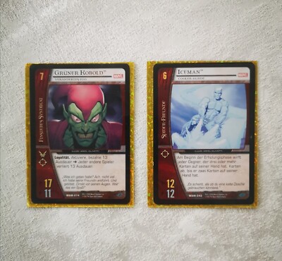 2 Sammelkarten VS System, Marvel Original, Grüner Kobold und Iceman,deutsch,2005