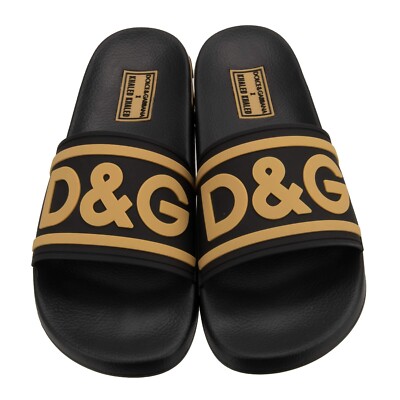 DOLCE & GABBANA x DJ KHALED Slides Sandals Shoes D&G Logo Black
