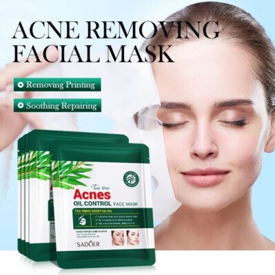 15 PCS SADOER Tea Tree Acne Oil Control Face Mask Anti-Acne Hydrating