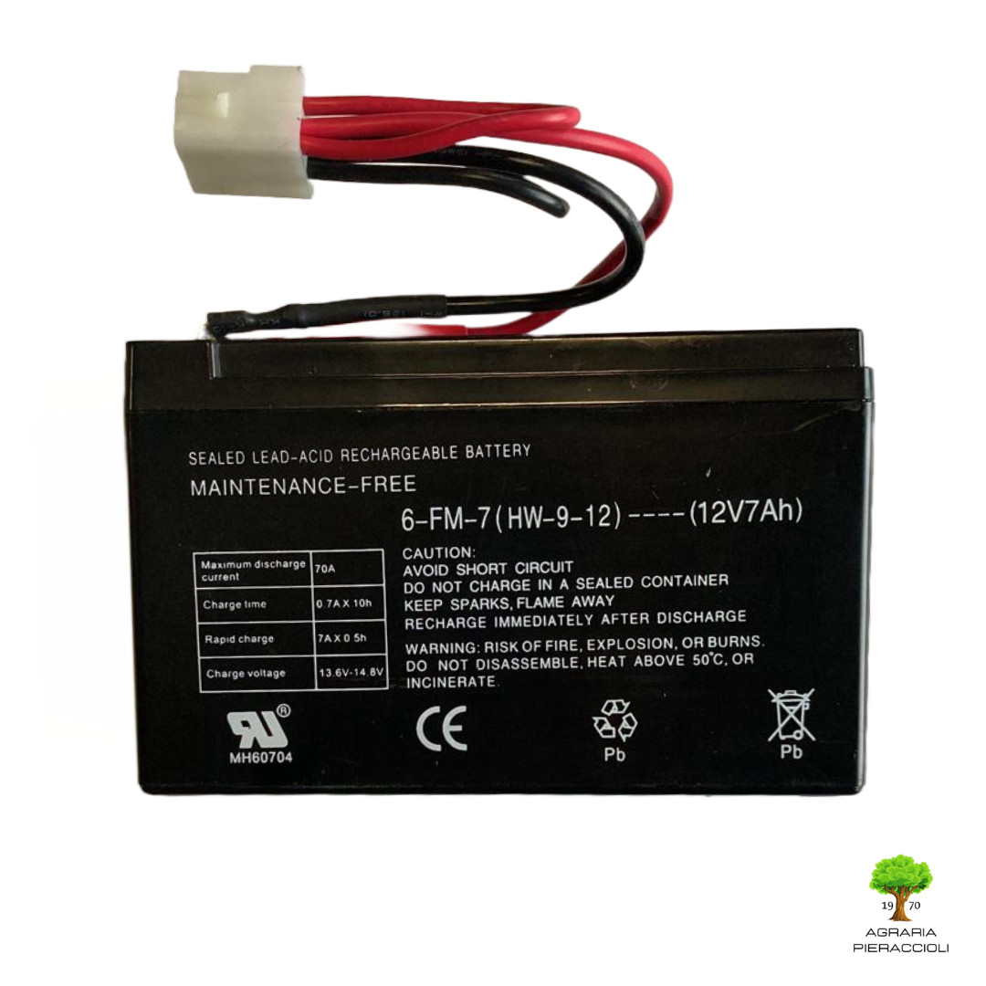 Batteria Ricambio 12V 7Ah + Cablaggio per Rasaerba Stiga Alpina 66cm