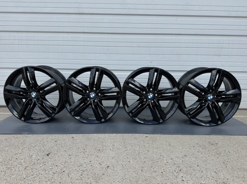 19โ BMW X5 X6 WHEELS RIMS SET FACTORY OEM 467M GLOSS BLACK F15 F16 M 2011-2018 - Picture 12 of 14
