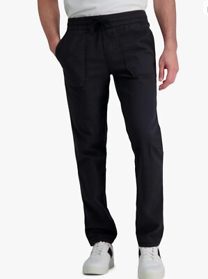 Haggar The Active Series Slim/Straight Fit Flat Front Pants Black Men Size 42x30