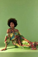 FARM RIO Dress Banana With open shoulders, pockets,Multicolor  No belt Size XS-S