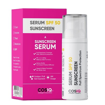 Cos-IQ Sunscreen SPF 50 PA++++ Serum | UVA/B & Blue Light Protection for Men & W