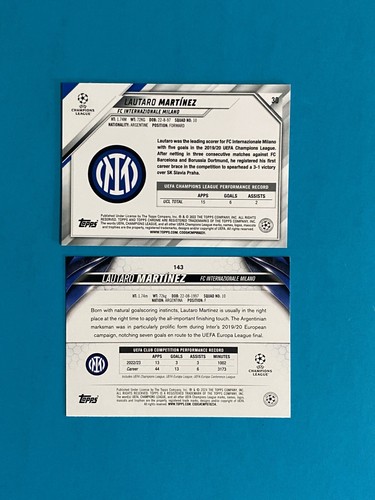 2022 + 2024 Topps + Topps Chrome Soccer Card Lot Lautaro Martinez Inter Milan - Picture 2 of 2