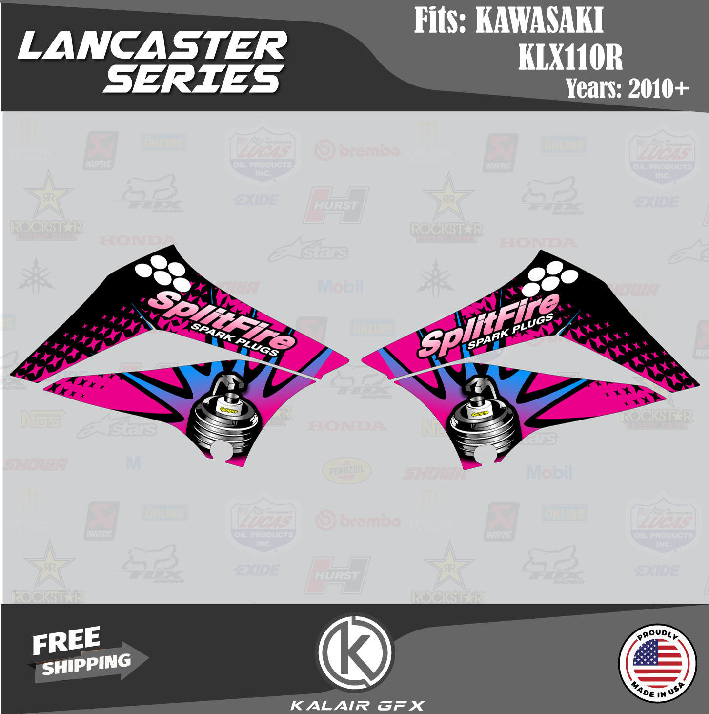 Graphics Kit for Kawasaki KLX110 KLX110R/RL (2010-2024) Lancaster - Magenta