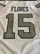 OAKLAND RAIDERS TOM FLORES #15 SIGNED CUSTOM RUSH JERSEY HOF 2021 BECKETT COA