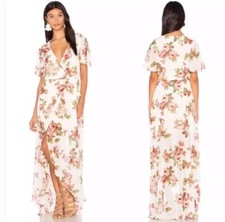 Show Me Your Mumu Size XS Marianne Wrap Maxi Dress in Rosie Posie Pink Print