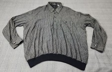 VTG Alan Stuart Shirt Mens XL Navy Blue White Long Sleeve Button Up Dotted 90's