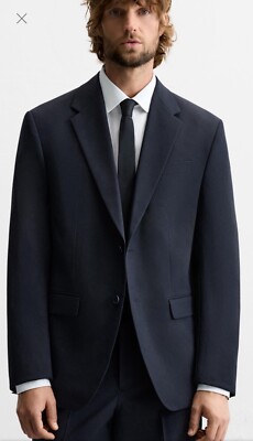 ZARA Blazer Sports Coat Mens 46 Stretch Suit Jacket Single Breasted  2-Buttons