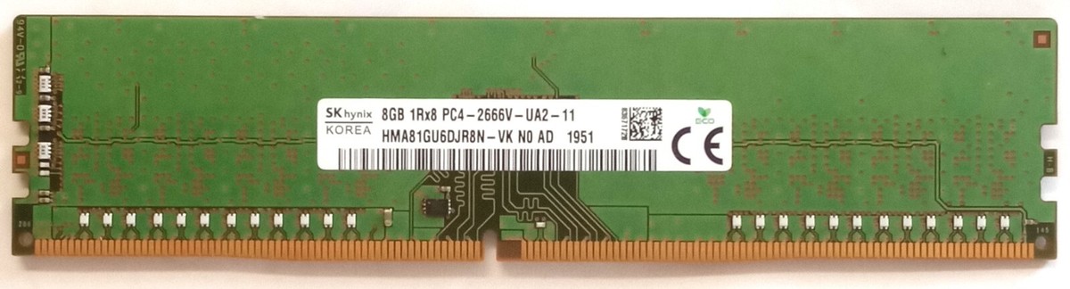 HMA81GU6DJR8N-VK SK Hynix 8GB 1RX8 PC4-2666V-UA2-11 DDR4 Desktop