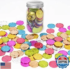 Mczxon I was Caught Being Good Coins Tokens with Mason Jar, 100 Pcs Colorful 