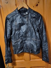 Real Leather Bench Biker's Jacket Size M Extra Long Sleeves