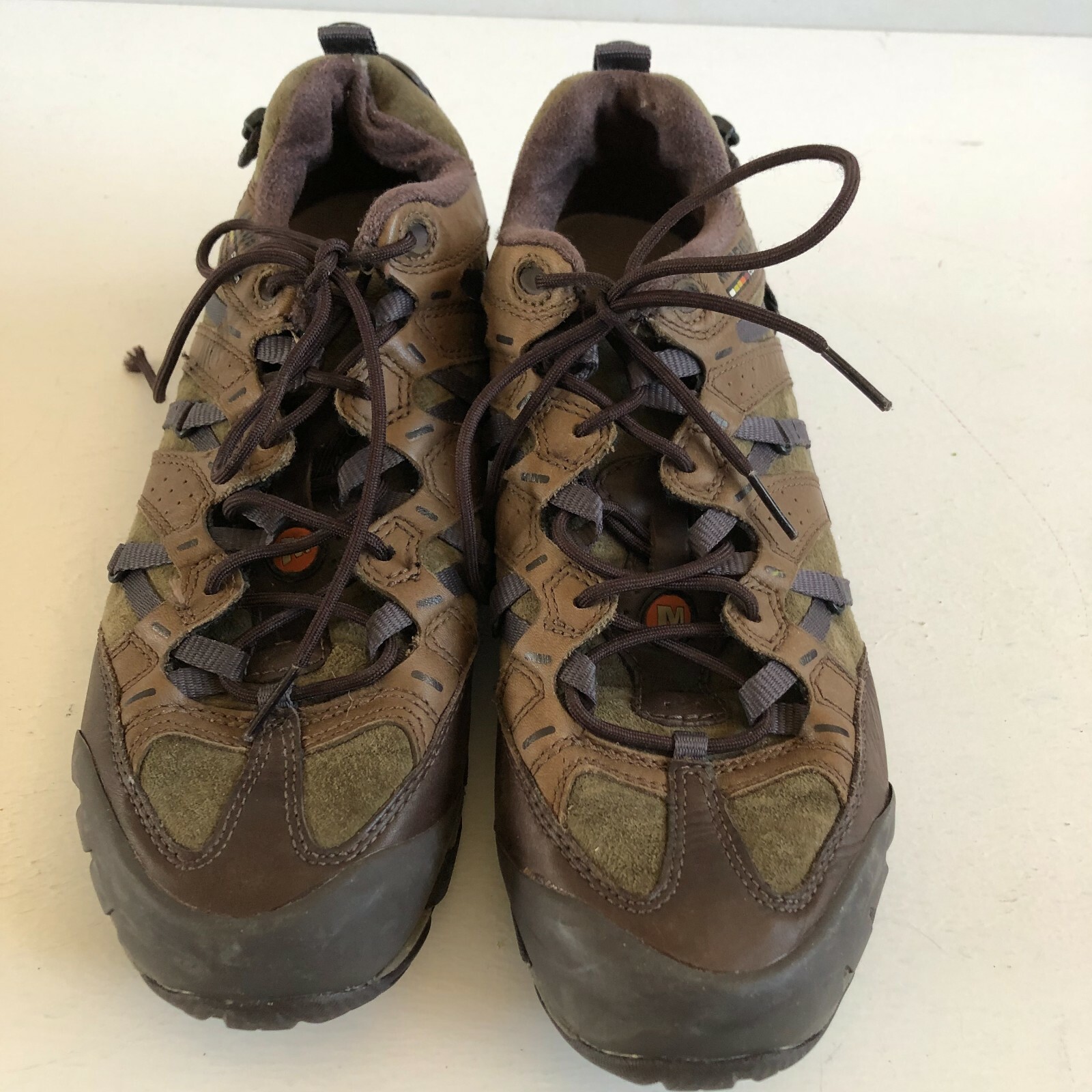 Scarpe da donna Merrell taglia 9 5 Continuum marroni stringate polverose oliva escursionismo passeggio