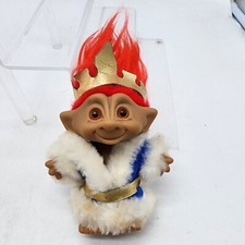 Vintage 5" Russ Troll Doll King/Queen Doll Blue Robe Red Hair Preowned