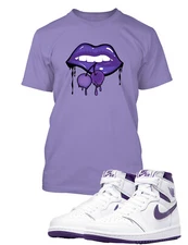 Sexy Lips and Grapes Graphic Sneaker Tee Shirt J1 Purple Sport Pro Club Shaka