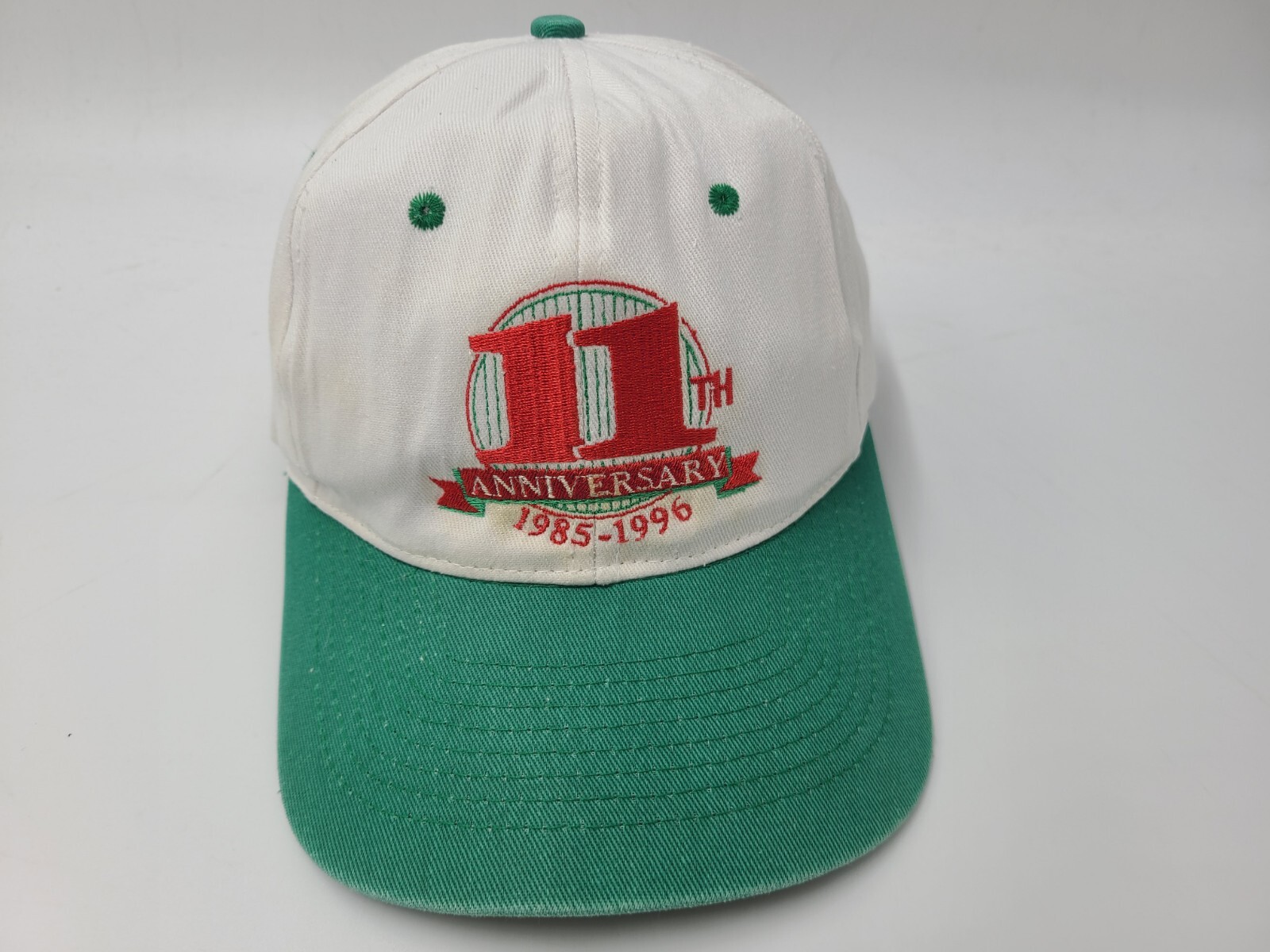 Vintage 11th Anniversary 1985-1996 Snapback Hat Cap Casual Men Women White Green
