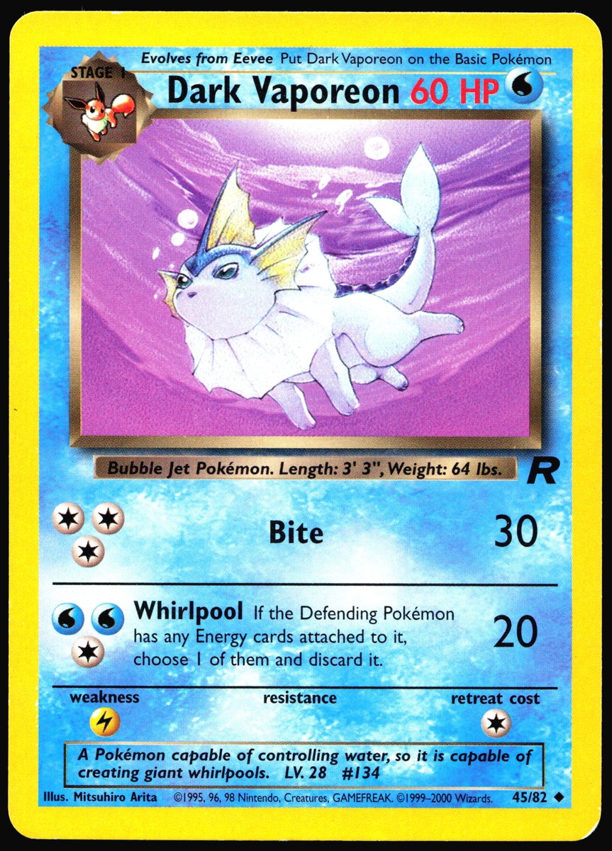 Dark Vaporeon Team Rocket #45/82 Non Holo Pokemon Card T1-358 | eBay