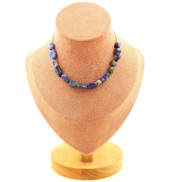 Steine Und MinéRaux. Halskette 15 Perlen Lapislazuli Du Pakistan. Kette IN Caie-image