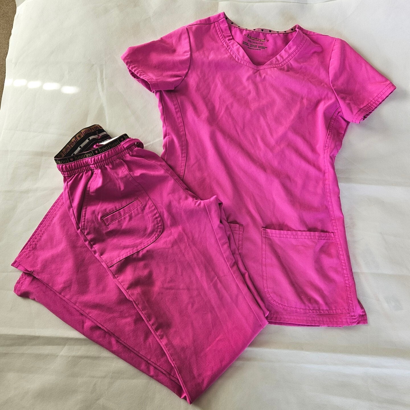 Heart Soul Scrubs Set Size XXS Pink Pants Top