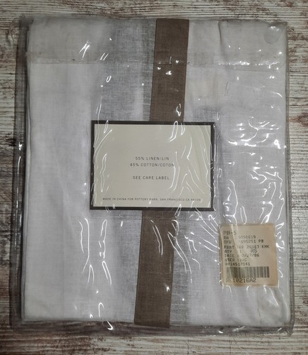 Pottery Barn Fremont Schirm 26"x63" Leinen/Baumwollmischung weiß beige - Bild 2 von 3