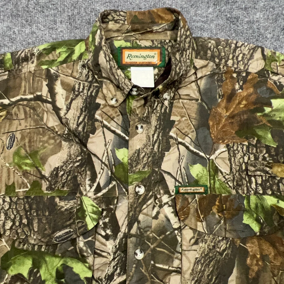 Camisa masculina camuflada ventilada REMINGTON XL náilon madeira realtree SS caça na floresta - Imagem 3 de 4