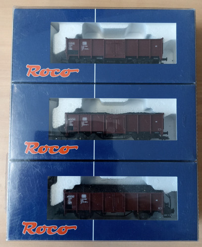 Roco H0  45943: dreiteiliges Wagenset  offene Güterwagen, DB,  in OVP (KTC ) | Zustand: Gebraucht