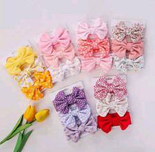 3-Pack Baby Bow Headbands Polka Dot Stretch Fabric One Size Yellow/White/Orange