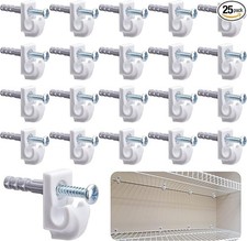 25 Pcs White down Wall Clips - Wire Shelf Brackets Clips - Closet Maid Support..