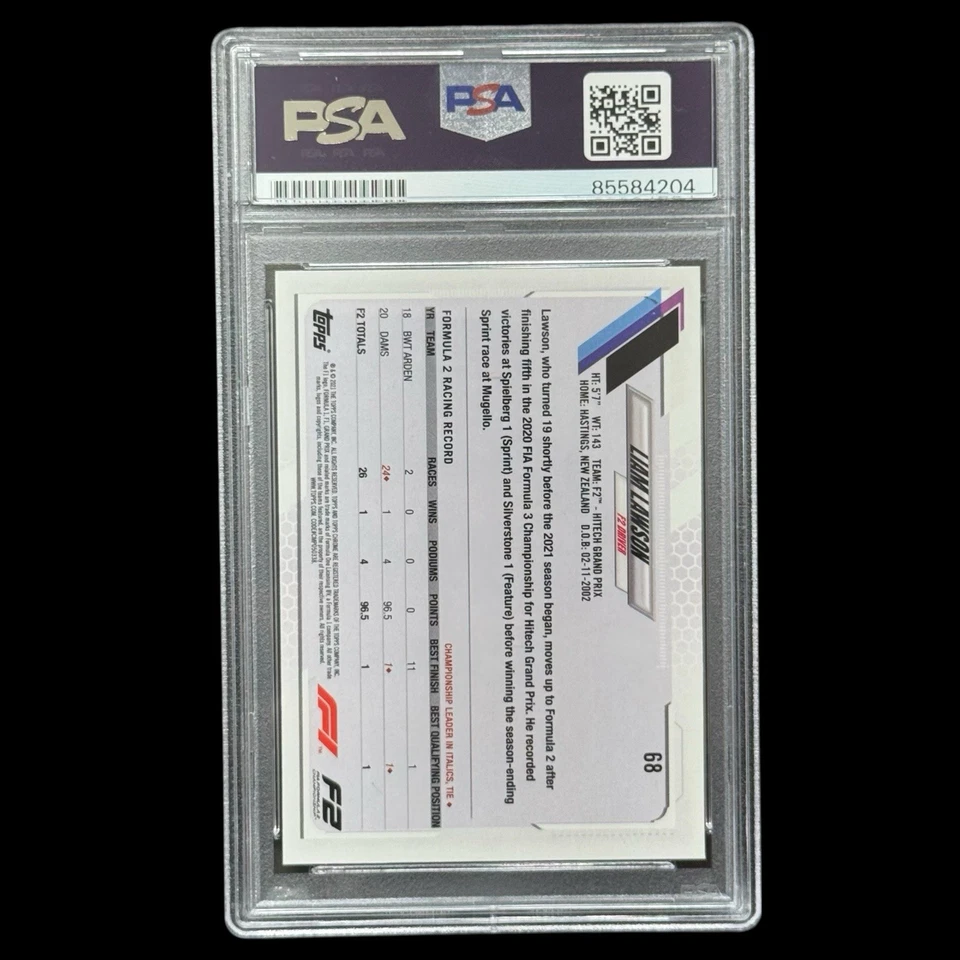 Liam Lawson 2021 Topps Chrome F1 Sapphire Auto PSA Authentic Autograph - Image 2 of 4