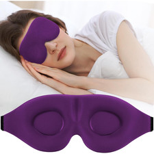 3D Sleep Mask for Side Sleeper Light Blocking Eye Mask Adjustable Strap Purple