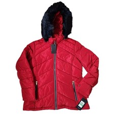 Tommy Hilfiger Women  s Large Hooded Puffer Jacket Red NWT