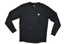 Carhartt Force Men's XL Black Long Sleeve Performance T-Shirt Waffle Knit Pocket
