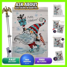 Breeze Decor Ice Skating Gnome House Flag Double-Sided Made in USA