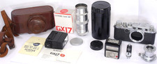 Leica IIc SHARK Skin 35mm rangefinder camera by Leitz 1949 + 50mm + 135mm Lenses