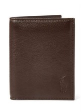 Polo Ralph Lauren Men's Billfold Pebbled Leather Wallet w/ ID Window Brown 98