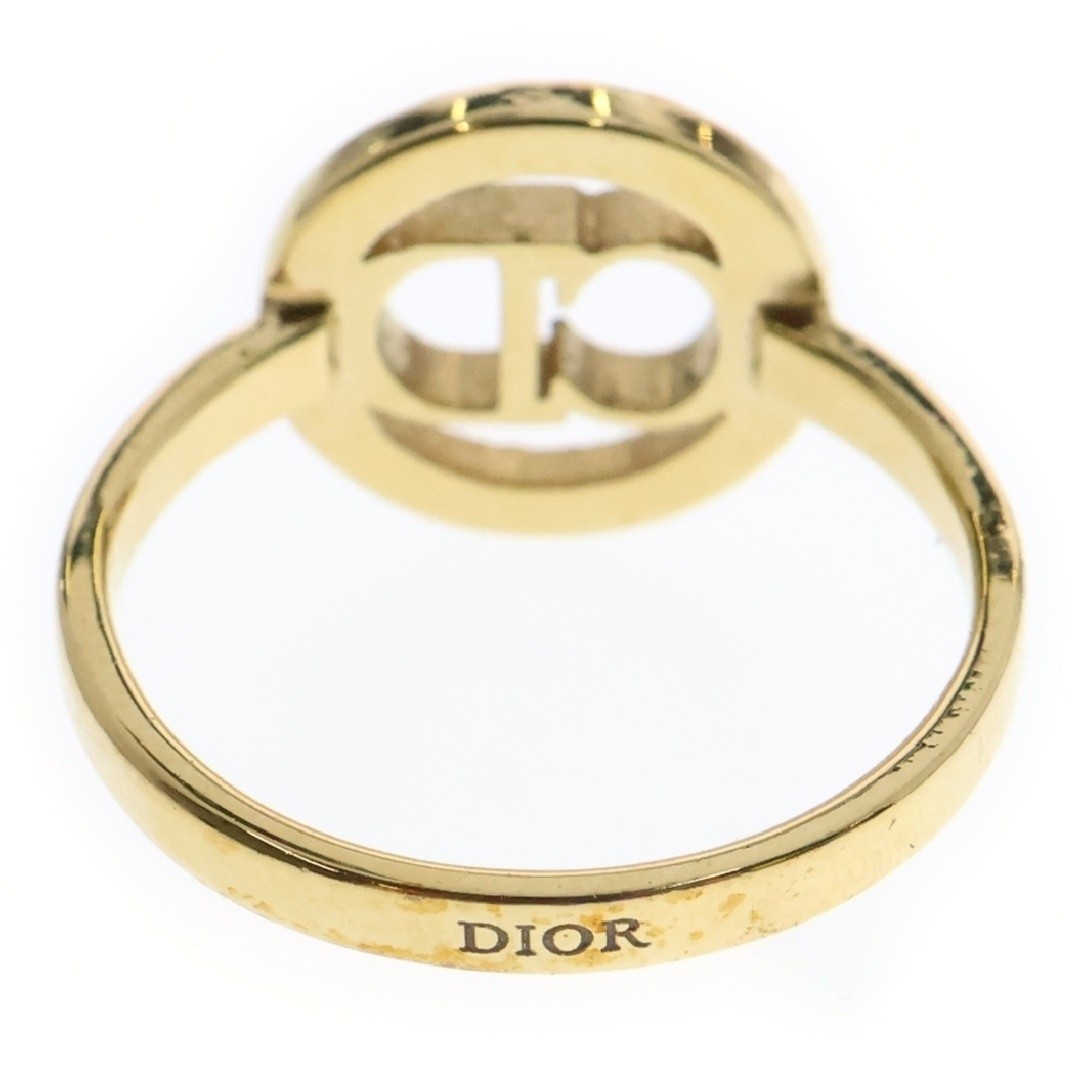 【象徴的なCDシグネチャー♪】DIOR リング Dior CD Logo Rhinestone Ring Gold GP Accessory Used