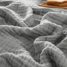 PHF 100 Cotton Muslin 4-Layer Gauze Throw Blanket 50"x60" Lightweight Grey