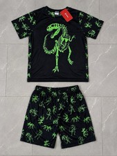 Cat Jack Boys 2-Piece Outfit Set Size S Black Green Dinosaur T-Shirt Shorts