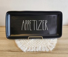 Rae Dunn Appetizer Matte Black Embossed Letters Ceramic Rectangular Serving Tray