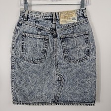 80s Vintage Gitano Express DENIM Acid Wash Pencil Skirt Sz 9/10 Boho Cottagecore