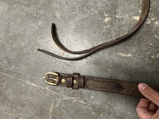 Vintage Buffalo Belts Ostrich Print Leather Ranger Belt Brass Buckle USA Size 44