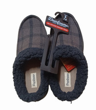 Dearfoams Men's Plaid Gel Infused Memory Foam Slippers Size S 7-8 Cozy Comfort