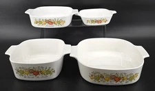 Vtg Lot Of 4 Corningware Spice Of Life P-41-B, A-1 1/2-B, A-1-B, A-2-B No Lids